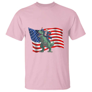 Funny Trump Riding Dinosaur T Shirt America Flag Patriotic TS12 Light Pink Print Your Wear