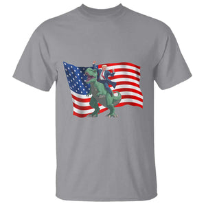 Funny Trump Riding Dinosaur T Shirt America Flag Patriotic TS12 Sport Gray Print Your Wear