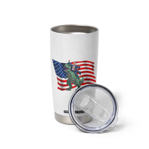Funny Trump Riding Dinosaur Tumbler Cup America Flag Patriotic TS12 Print Your Wear