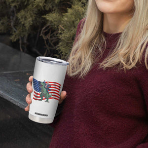 Funny Trump Riding Dinosaur Tumbler Cup America Flag Patriotic TS12 Print Your Wear