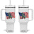 Funny Trump Riding Dinosaur Tumbler With Handle America Flag Patriotic TS12 One Size: 40 oz White Print Your Wear