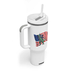 Funny Trump Riding Dinosaur Tumbler With Handle America Flag Patriotic TS12 Print Your Wear