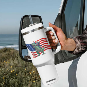 Funny Trump Riding Dinosaur Tumbler With Handle America Flag Patriotic TS12 Print Your Wear