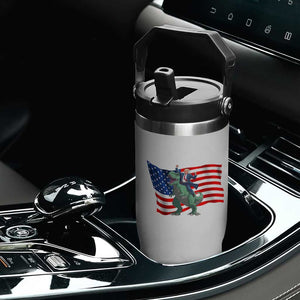 Funny Trump Riding Dinosaur Flip Straw Tumbler America Flag Patriotic TS12 Print Your Wear