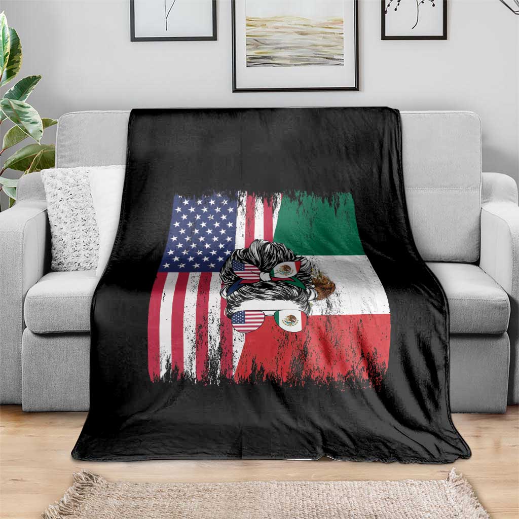 Mexican American Pride Throw Blanket Bicultural Heritage Girl Vintage Flag TS12 Print Your Wear
