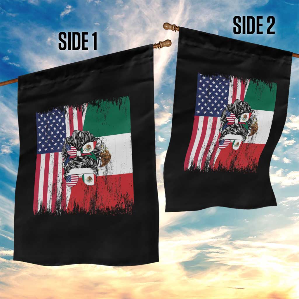 Mexican American Pride Garden Flag Bicultural Heritage Girl Vintage Flag TS12 Print Your Wear