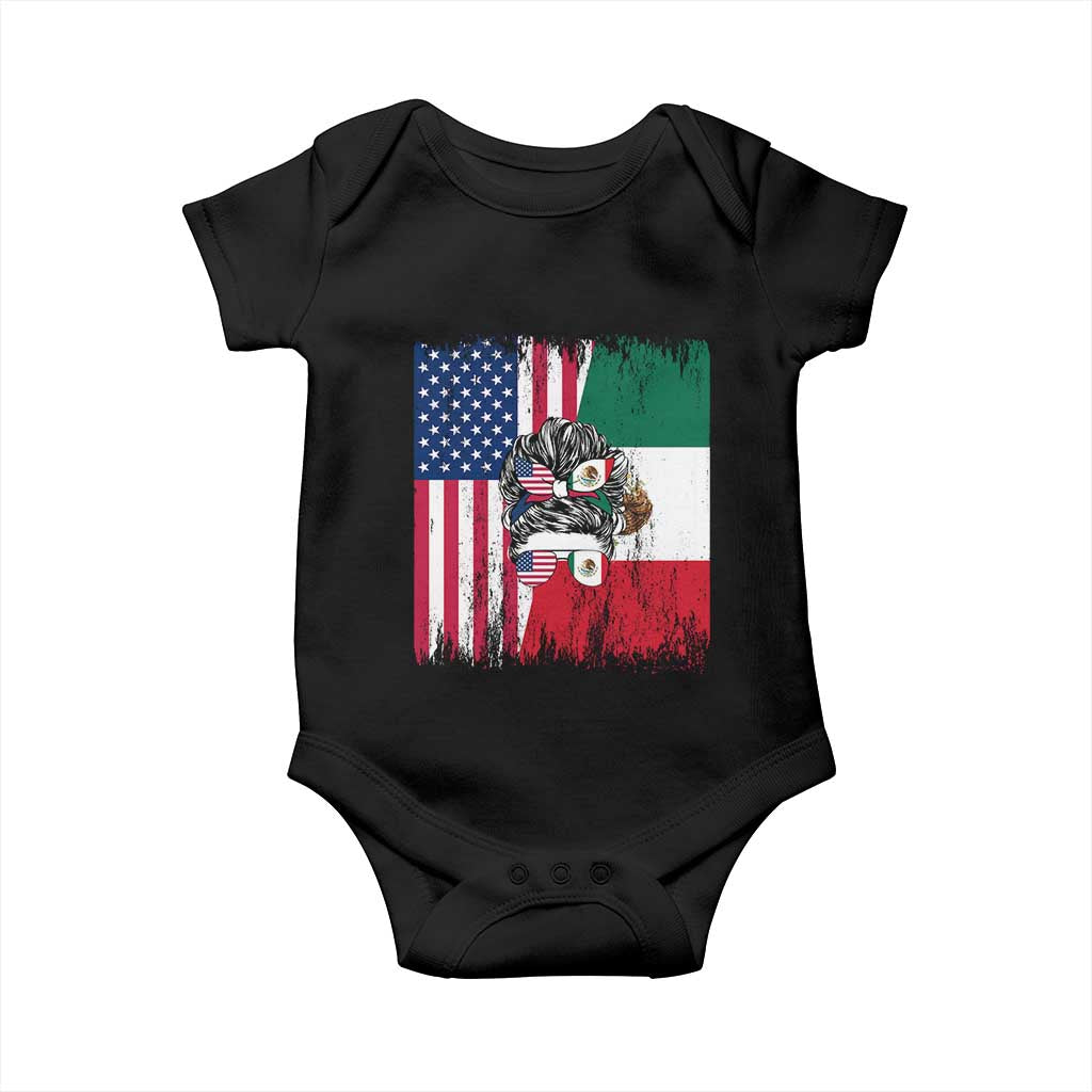 Mexican American Pride Baby Onesie Bicultural Heritage Girl Vintage Flag TS12 Black Print Your Wear