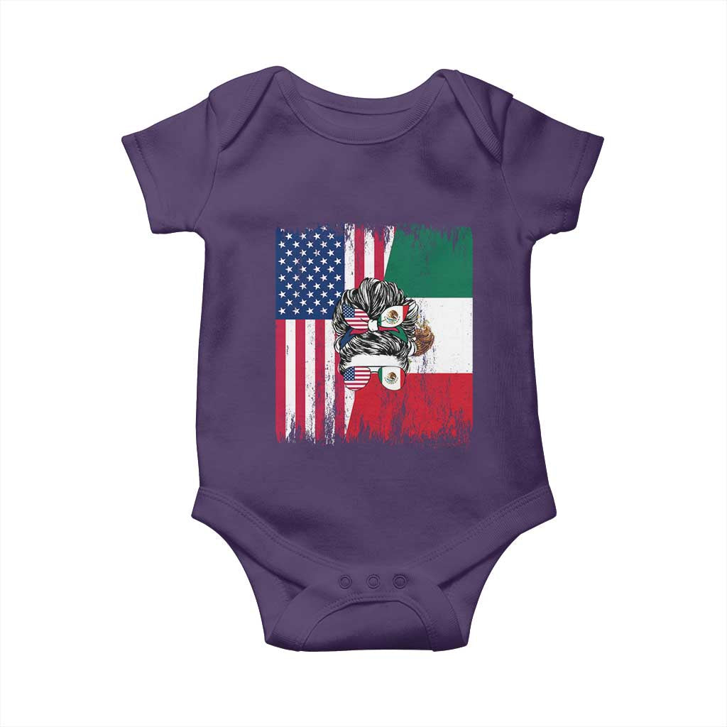 Mexican American Pride Baby Onesie Bicultural Heritage Girl Vintage Flag TS12 Purple Print Your Wear