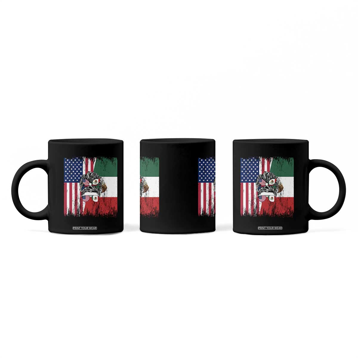 Mexican American Pride Coffee Mug Bicultural Heritage Girl Vintage Flag TS12 Print Your Wear