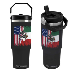 Mexican American Pride Flip Straw Tumbler Bicultural Heritage Girl Vintage Flag TS12 One Size: 30 oz Black Print Your Wear