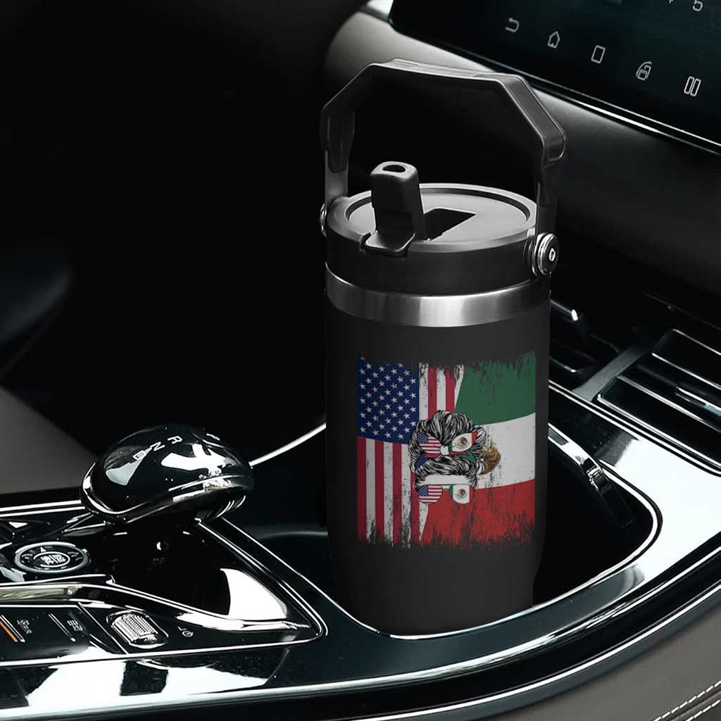 Mexican American Pride Flip Straw Tumbler Bicultural Heritage Girl Vintage Flag TS12 Print Your Wear