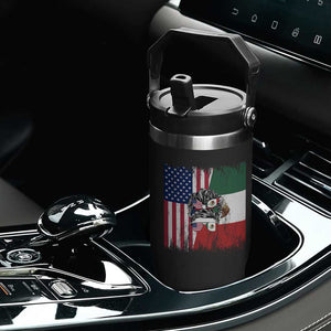 Mexican American Pride Flip Straw Tumbler Bicultural Heritage Girl Vintage Flag TS12 Print Your Wear