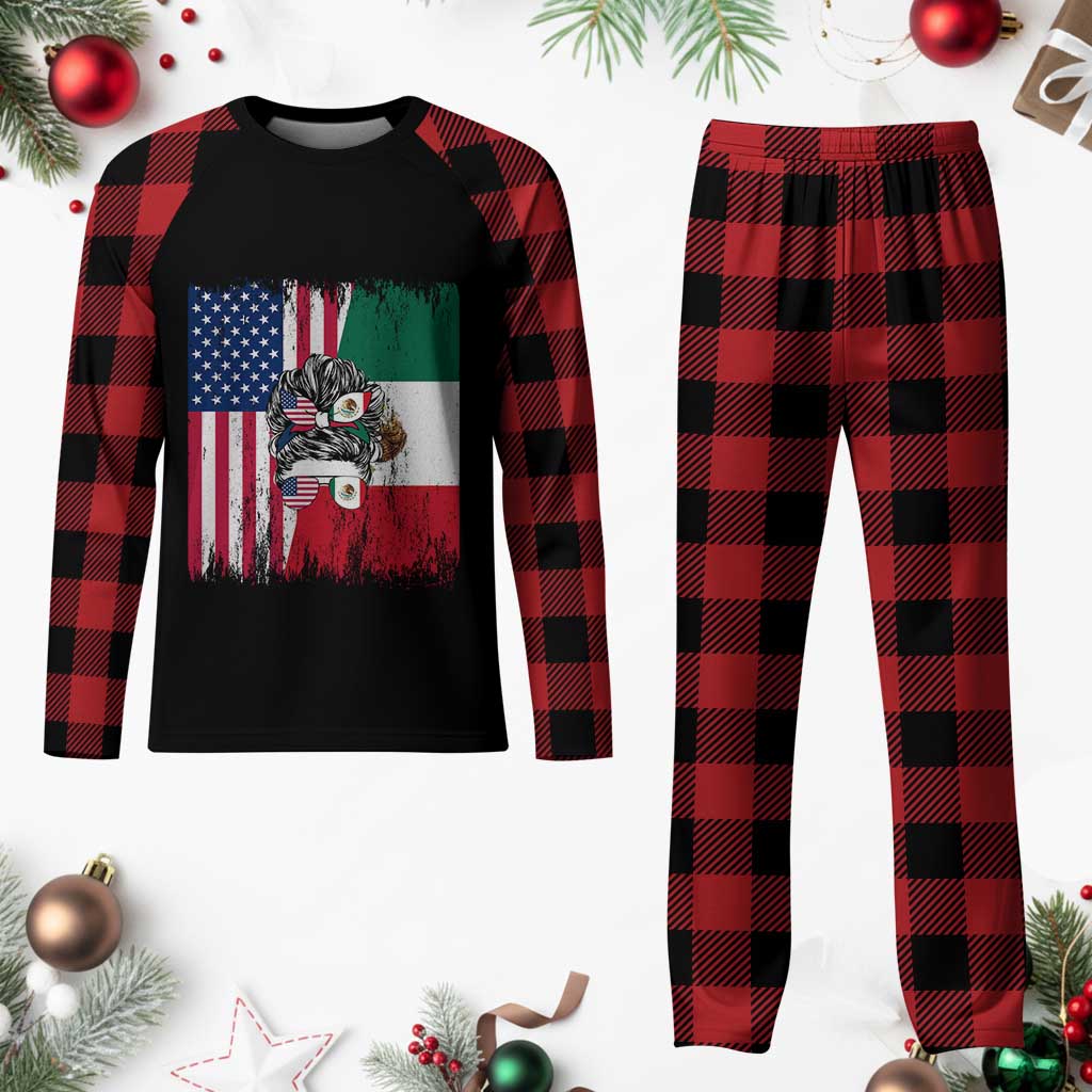 Mexican American Pride Plaid Pajama Set Bicultural Heritage Girl Vintage Flag TS12 Buffalo Plaid Print Your Wear