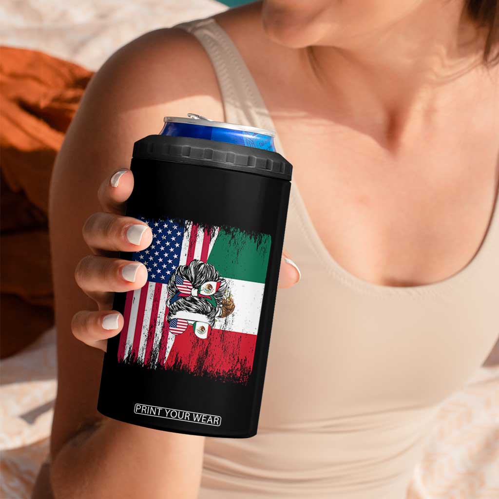 Mexican American Pride 4 in 1 Can Cooler Tumbler Bicultural Heritage Girl Vintage Flag TS12 Print Your Wear