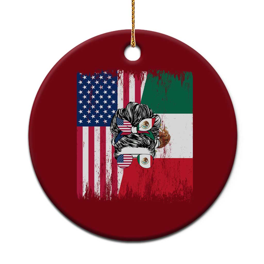 Mexican American Pride Ceramic Ornament Bicultural Heritage Girl Vintage Flag TS12 1pc Red Print Your Wear