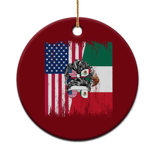 Mexican American Pride Ceramic Ornament Bicultural Heritage Girl Vintage Flag TS12 1pc Red Print Your Wear