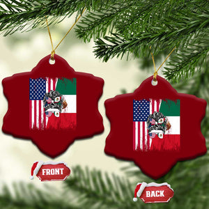 Mexican American Pride Ceramic Ornament Bicultural Heritage Girl Vintage Flag TS12 Print Your Wear