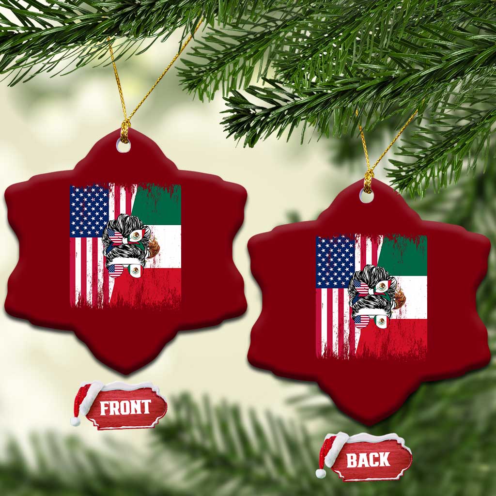 Mexican American Pride Ceramic Ornament Bicultural Heritage Girl Vintage Flag TS12 Print Your Wear