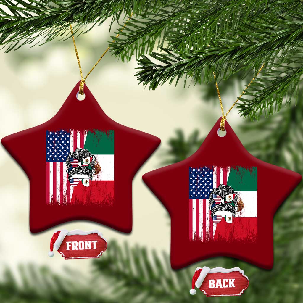 Mexican American Pride Ceramic Ornament Bicultural Heritage Girl Vintage Flag TS12 Print Your Wear