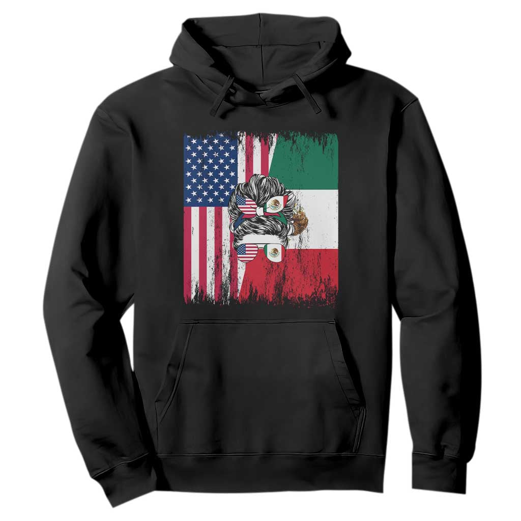 Mexican American Pride Hoodie Bicultural Heritage Girl Vintage Flag TS12 Black Print Your Wear