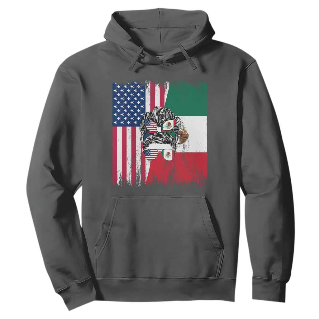 Mexican American Pride Hoodie Bicultural Heritage Girl Vintage Flag TS12 Dark Heather Print Your Wear