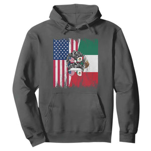 Mexican American Pride Hoodie Bicultural Heritage Girl Vintage Flag TS12 Dark Heather Print Your Wear