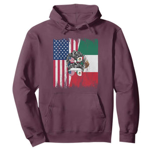 Mexican American Pride Hoodie Bicultural Heritage Girl Vintage Flag TS12 Maroon Print Your Wear