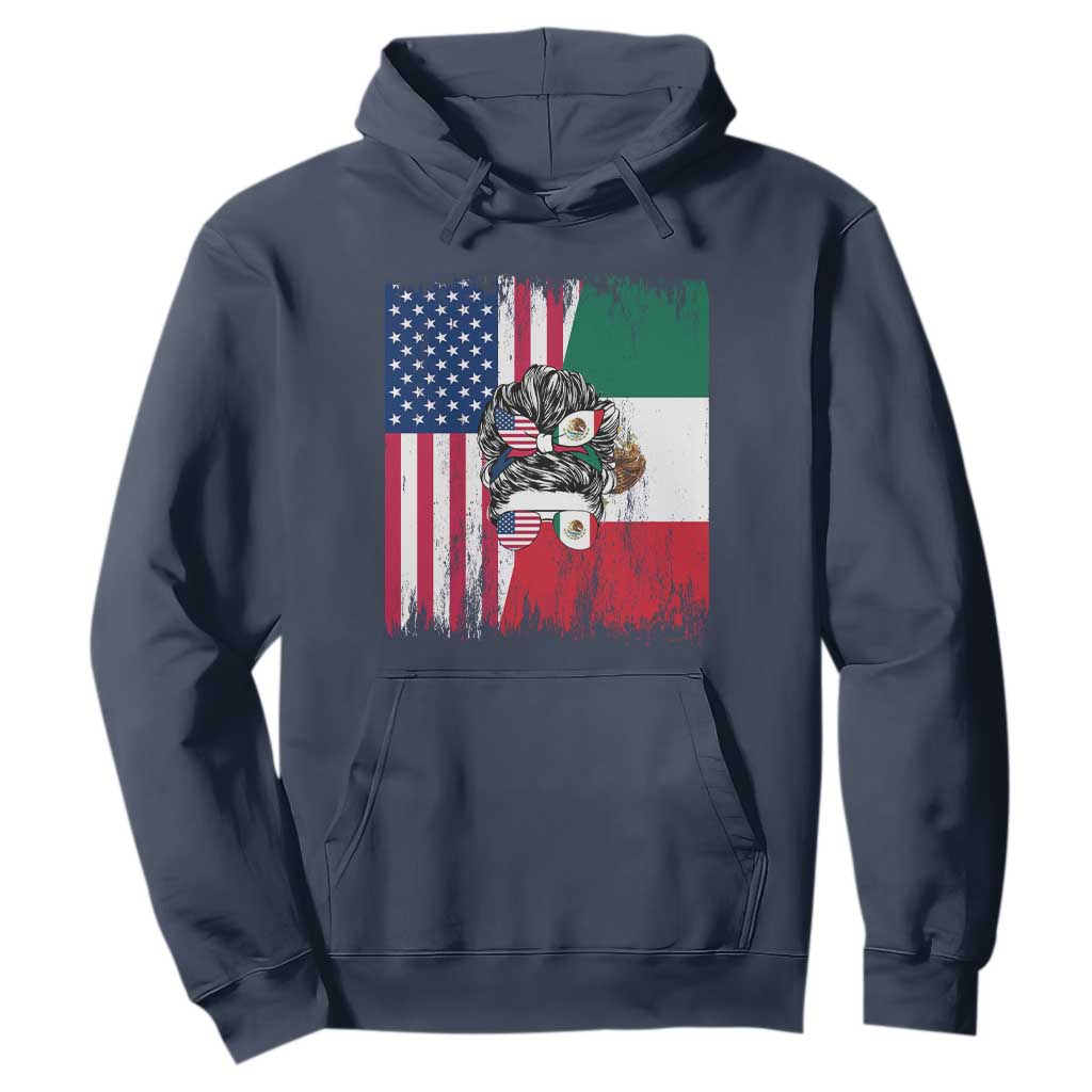 Mexican American Pride Hoodie Bicultural Heritage Girl Vintage Flag TS12 Navy Print Your Wear