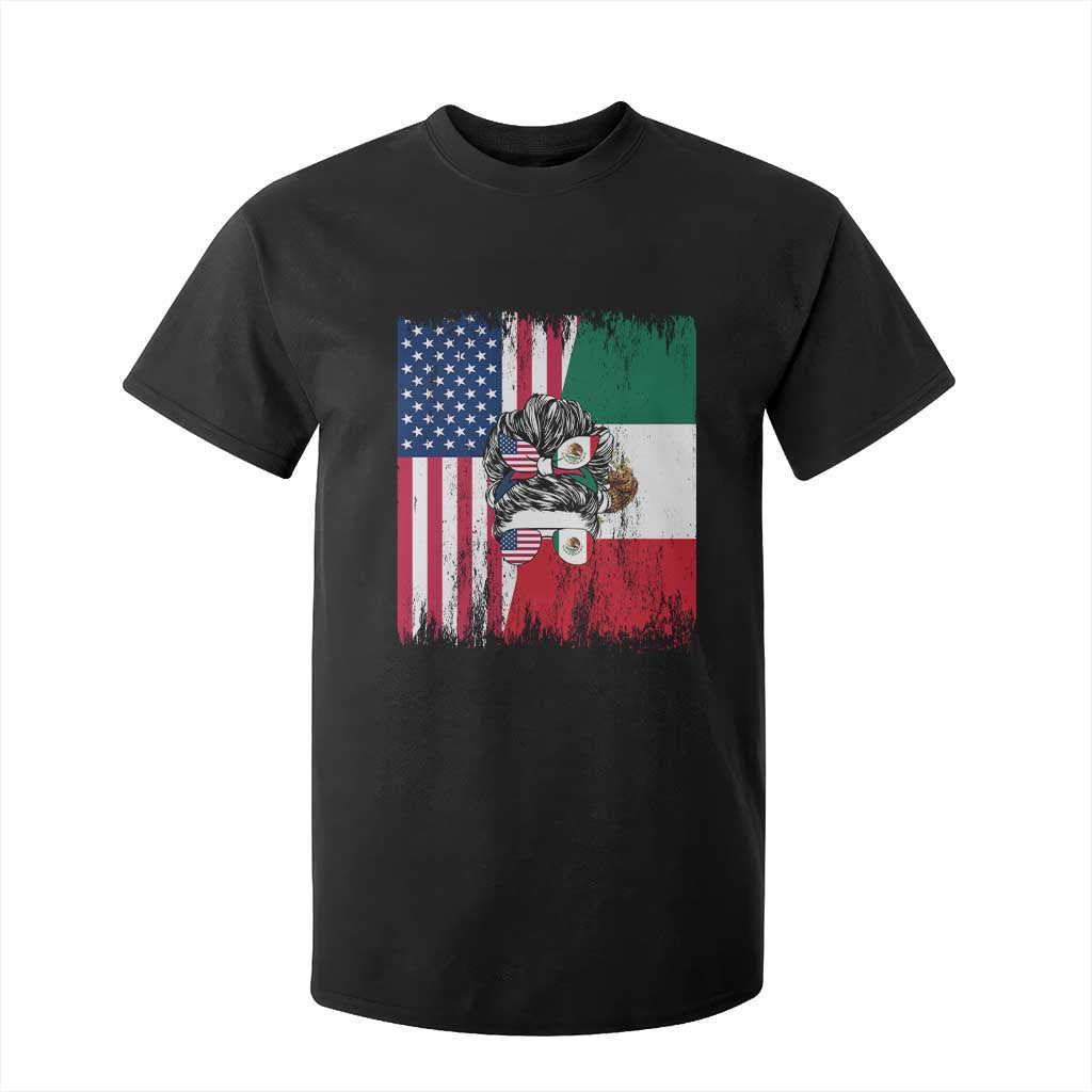 Mexican American Pride T Shirt For Kid Bicultural Heritage Girl Vintage Flag TS12 Black Print Your Wear