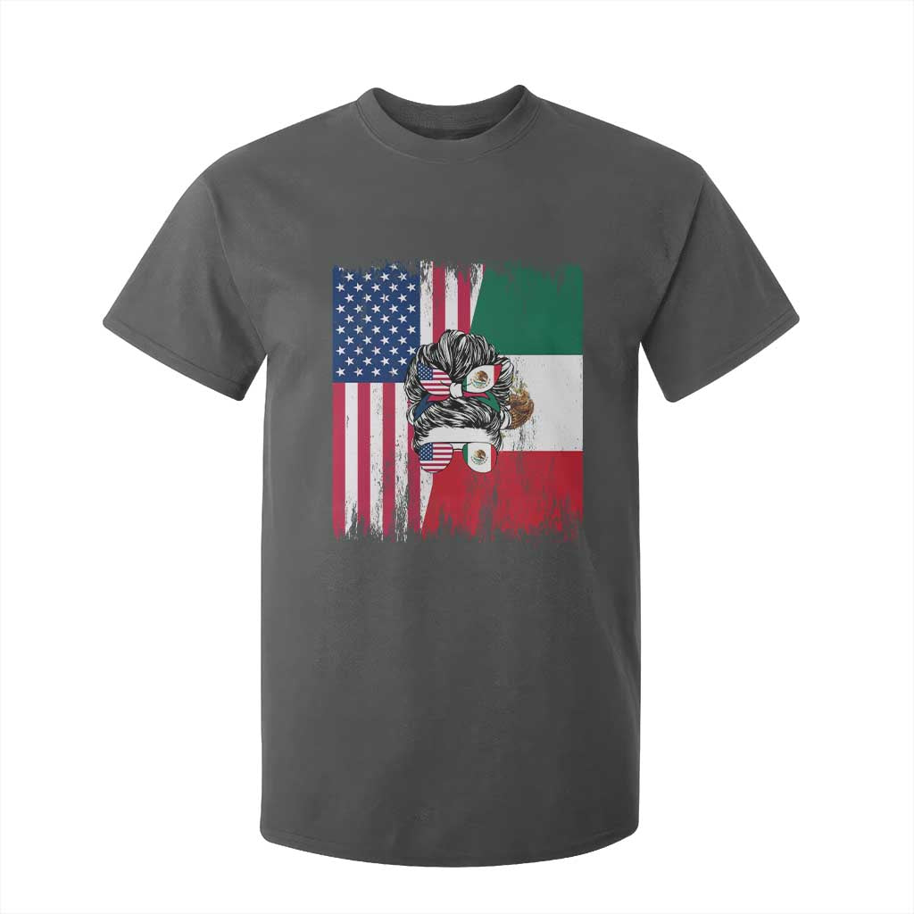 Mexican American Pride T Shirt For Kid Bicultural Heritage Girl Vintage Flag TS12 Dark Heather Print Your Wear