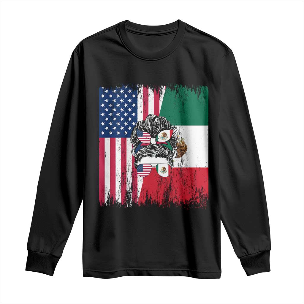 Mexican American Pride Long Sleeve Shirt Bicultural Heritage Girl Vintage Flag TS12 Black Print Your Wear