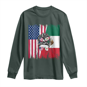 Mexican American Pride Long Sleeve Shirt Bicultural Heritage Girl Vintage Flag TS12 Dark Forest Green Print Your Wear