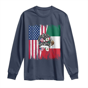 Mexican American Pride Long Sleeve Shirt Bicultural Heritage Girl Vintage Flag TS12 Navy Print Your Wear
