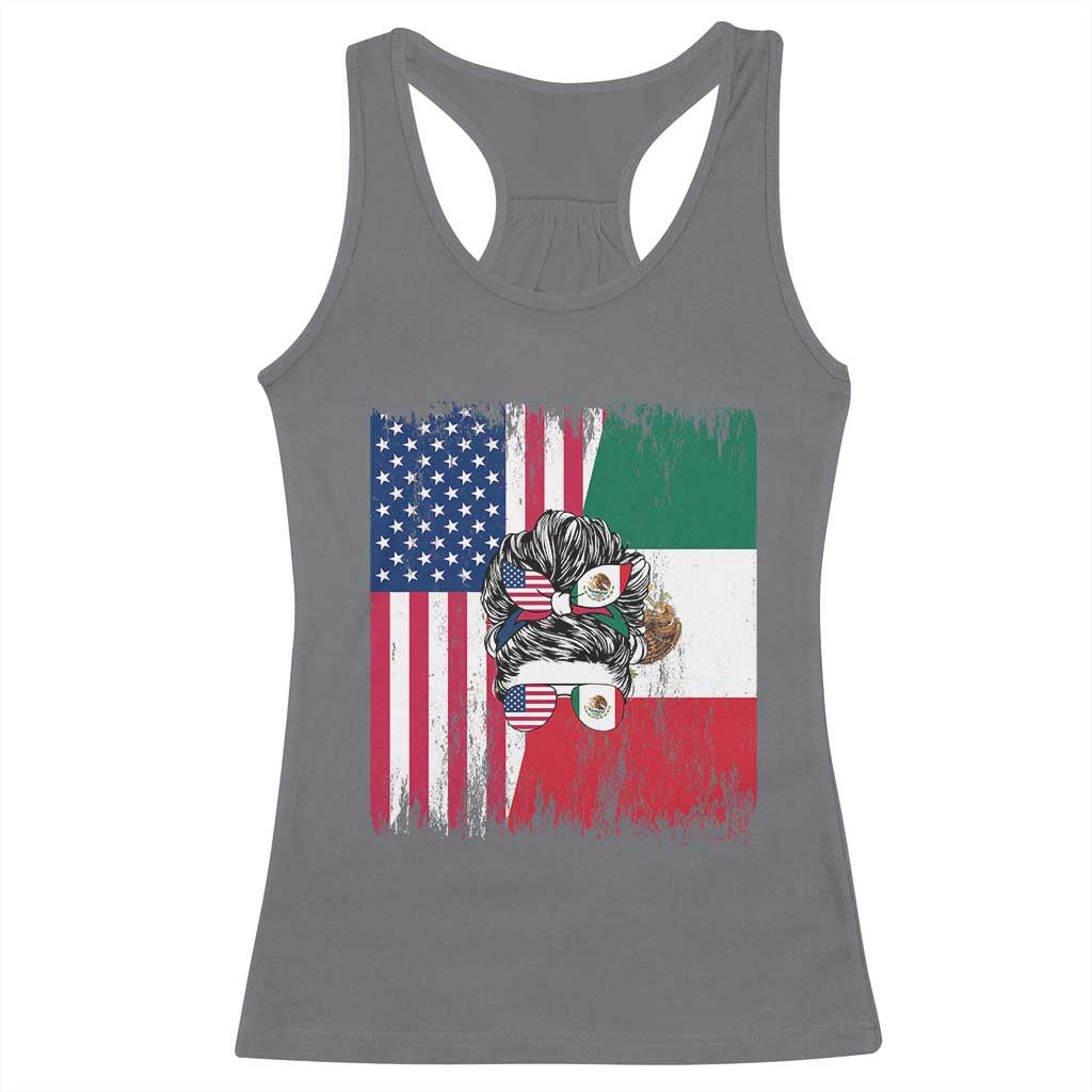 Mexican American Pride Racerback Tank Top Bicultural Heritage Girl Vintage Flag TS12 Charcoal Print Your Wear