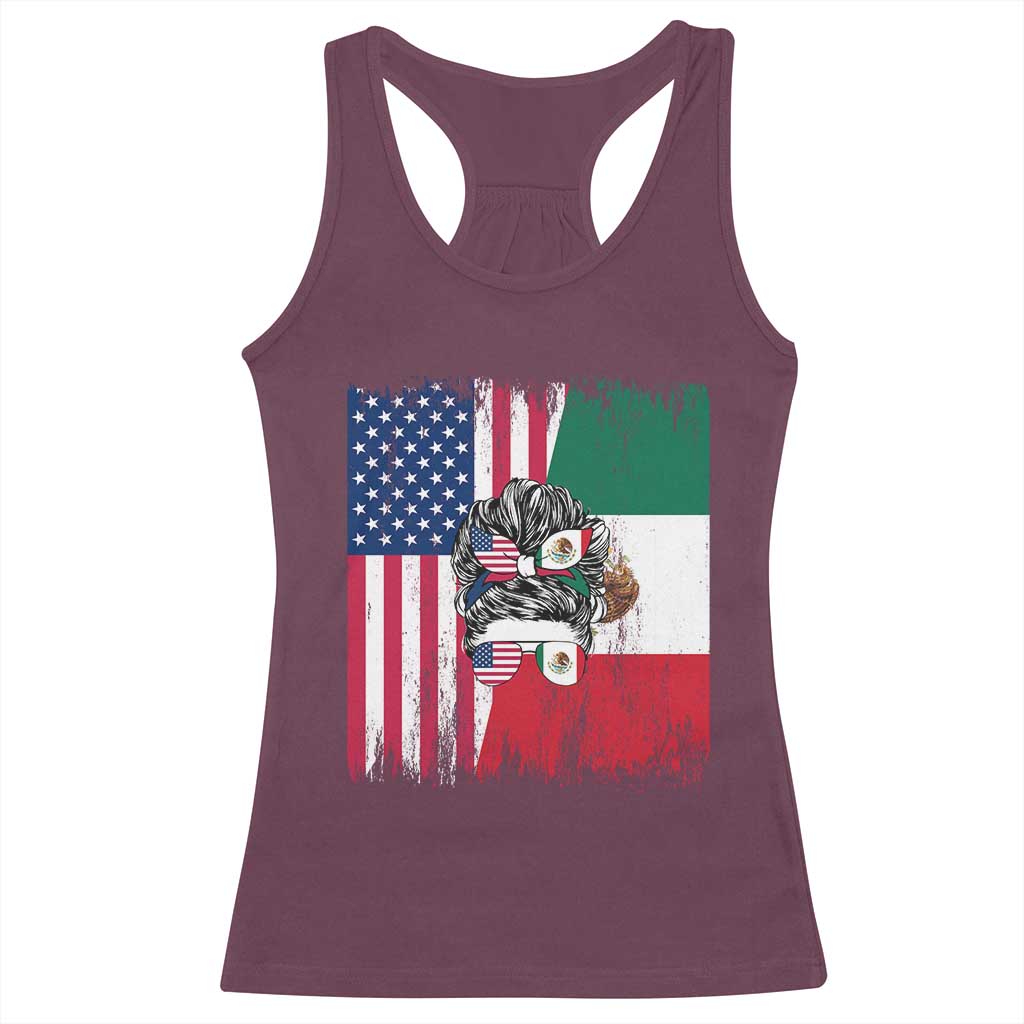 Mexican American Pride Racerback Tank Top Bicultural Heritage Girl Vintage Flag TS12 Maroon Print Your Wear
