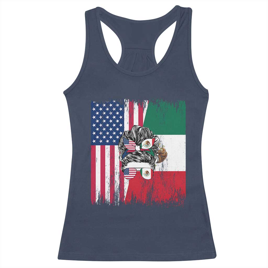 Mexican American Pride Racerback Tank Top Bicultural Heritage Girl Vintage Flag TS12 Navy Print Your Wear