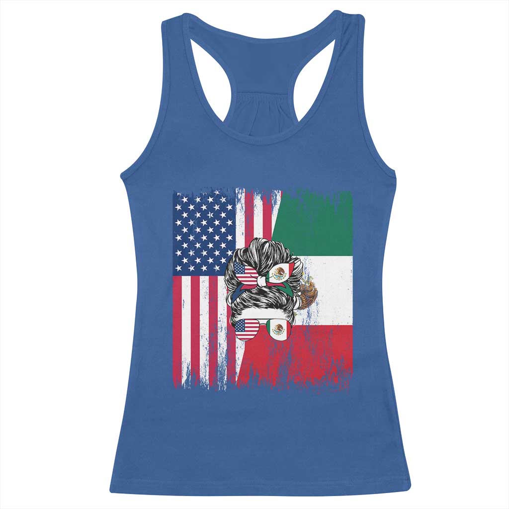 Mexican American Pride Racerback Tank Top Bicultural Heritage Girl Vintage Flag TS12 Royal Blue Print Your Wear