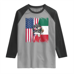 Mexican American Pride Raglan Shirt Bicultural Heritage Girl Vintage Flag TS12 Sport Gray Black Print Your Wear