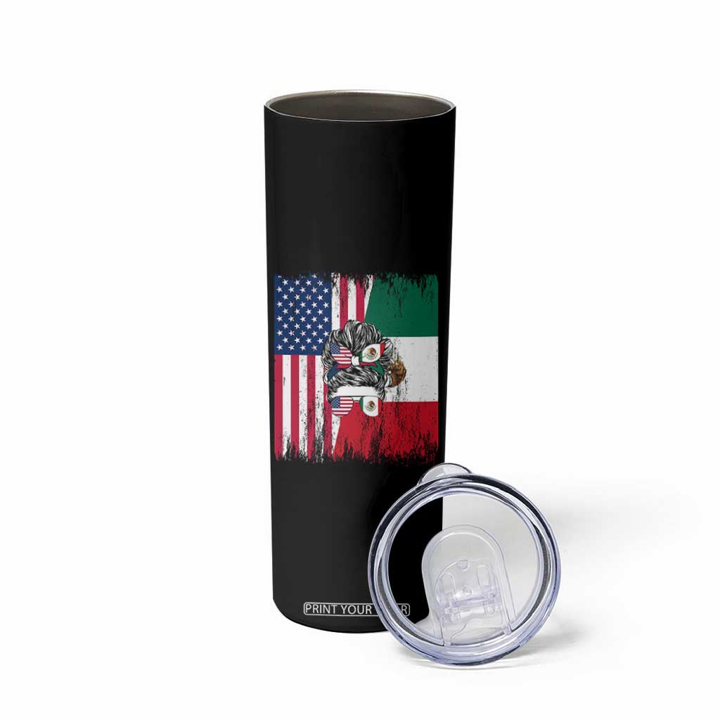 Mexican American Pride Skinny Tumbler Bicultural Heritage Girl Vintage Flag TS12 Print Your Wear