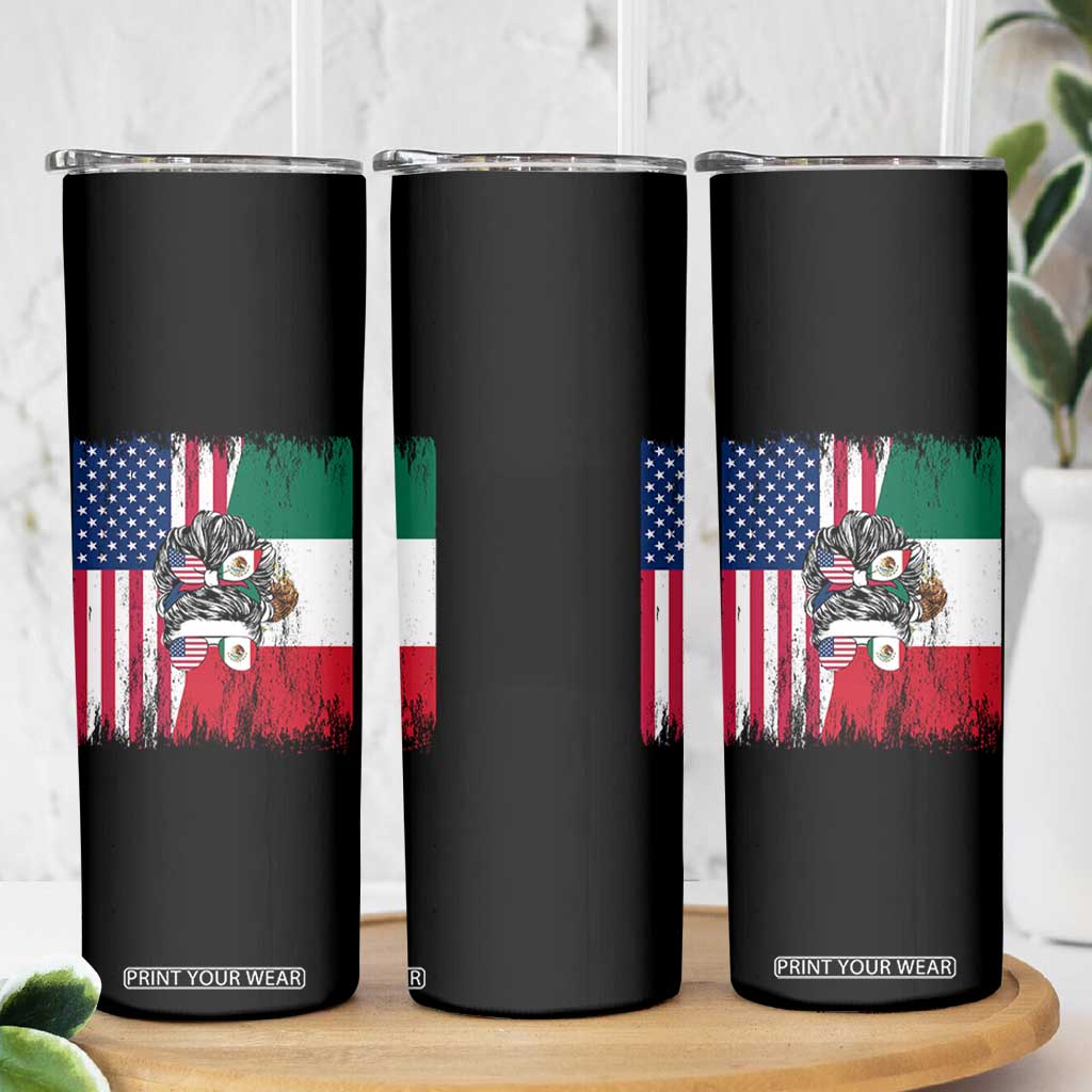Mexican American Pride Skinny Tumbler Bicultural Heritage Girl Vintage Flag TS12 Print Your Wear