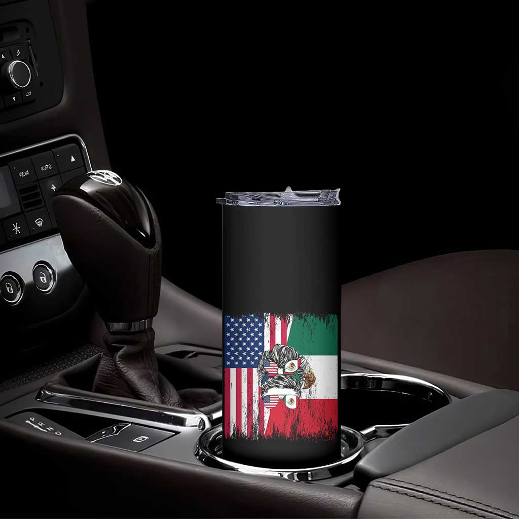 Mexican American Pride Skinny Tumbler Bicultural Heritage Girl Vintage Flag TS12 Print Your Wear