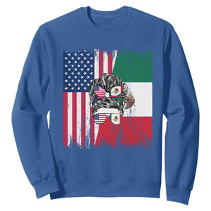 Mexican American Pride Sweatshirt Bicultural Heritage Girl Vintage Flag TS12 Royal Blue Print Your Wear