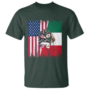 Mexican American Pride T Shirt Bicultural Heritage Girl Vintage Flag TS12 Dark Forest Green Print Your Wear