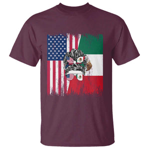 Mexican American Pride T Shirt Bicultural Heritage Girl Vintage Flag TS12 Maroon Print Your Wear
