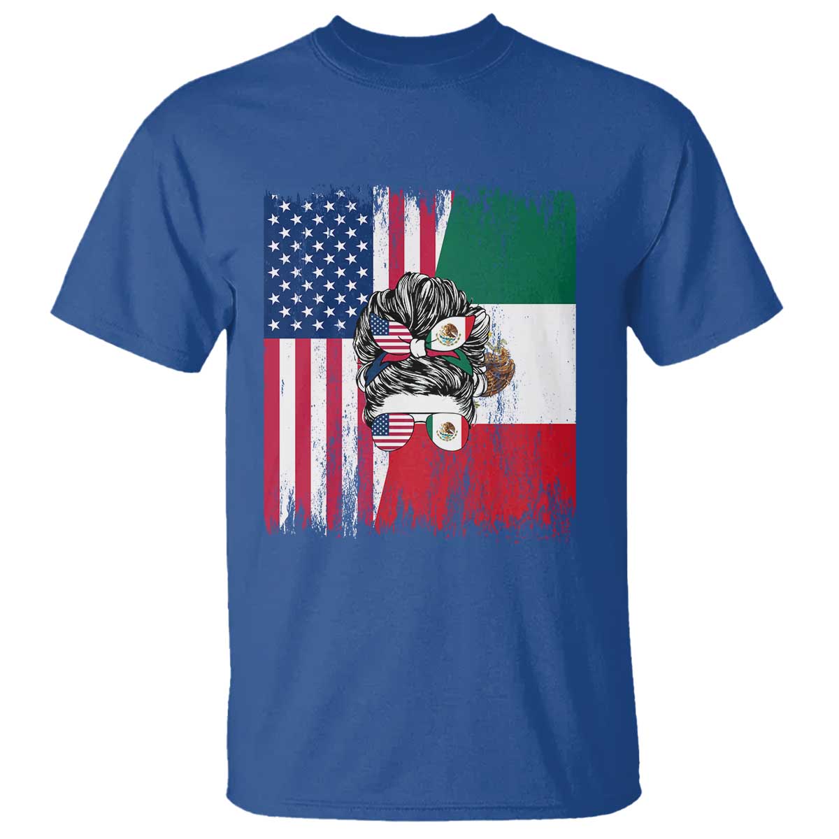Mexican American Pride T Shirt Bicultural Heritage Girl Vintage Flag TS12 Royal Blue Print Your Wear