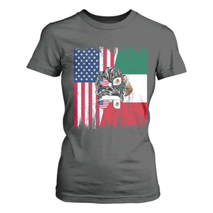 Mexican American Pride T Shirt For Women Bicultural Heritage Girl Vintage Flag TS12 Dark Heather Print Your Wear