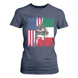 Mexican American Pride T Shirt For Women Bicultural Heritage Girl Vintage Flag TS12 Navy Print Your Wear