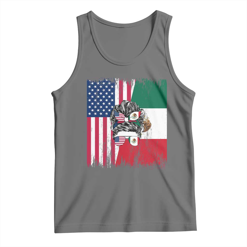 Mexican American Pride Tank Top Bicultural Heritage Girl Vintage Flag TS12 Black Heather Print Your Wear