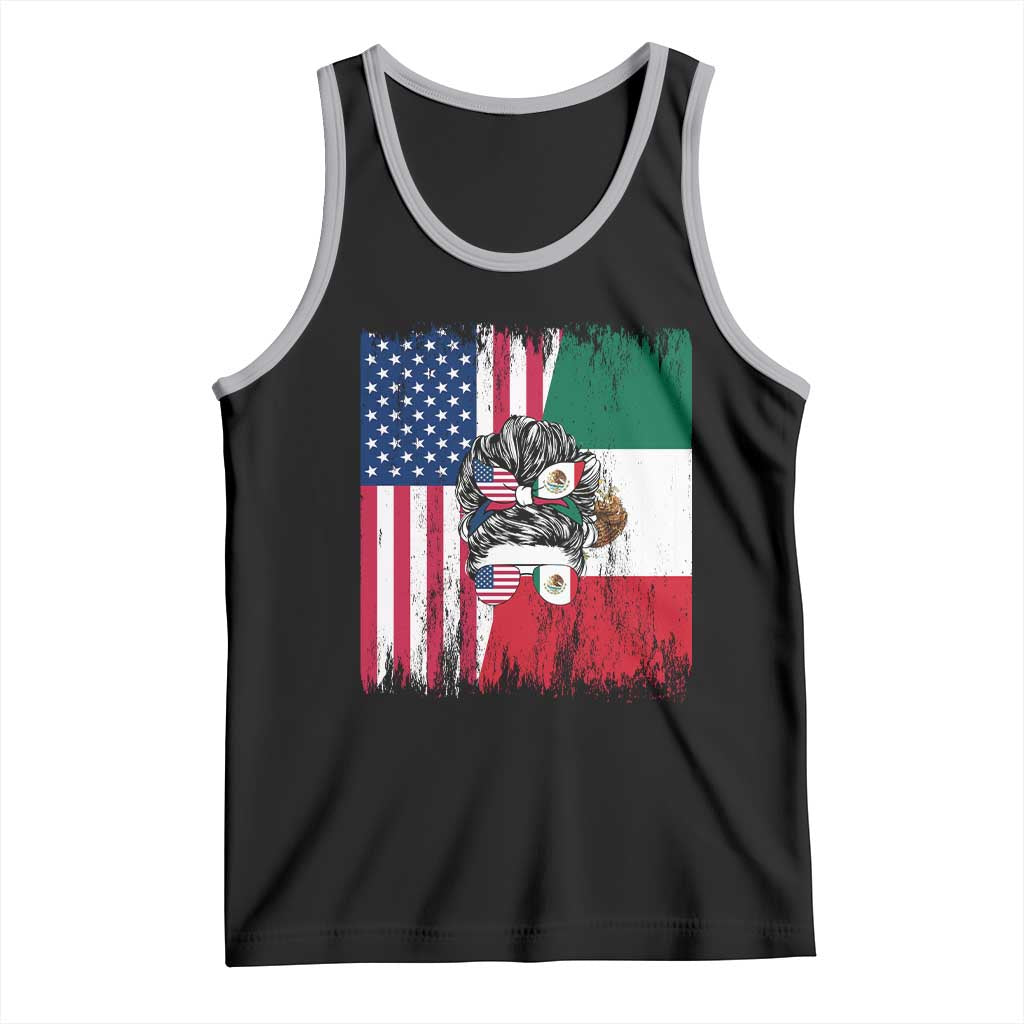 Mexican American Pride Tank Top Bicultural Heritage Girl Vintage Flag TS12 Black Athletic Heather Print Your Wear