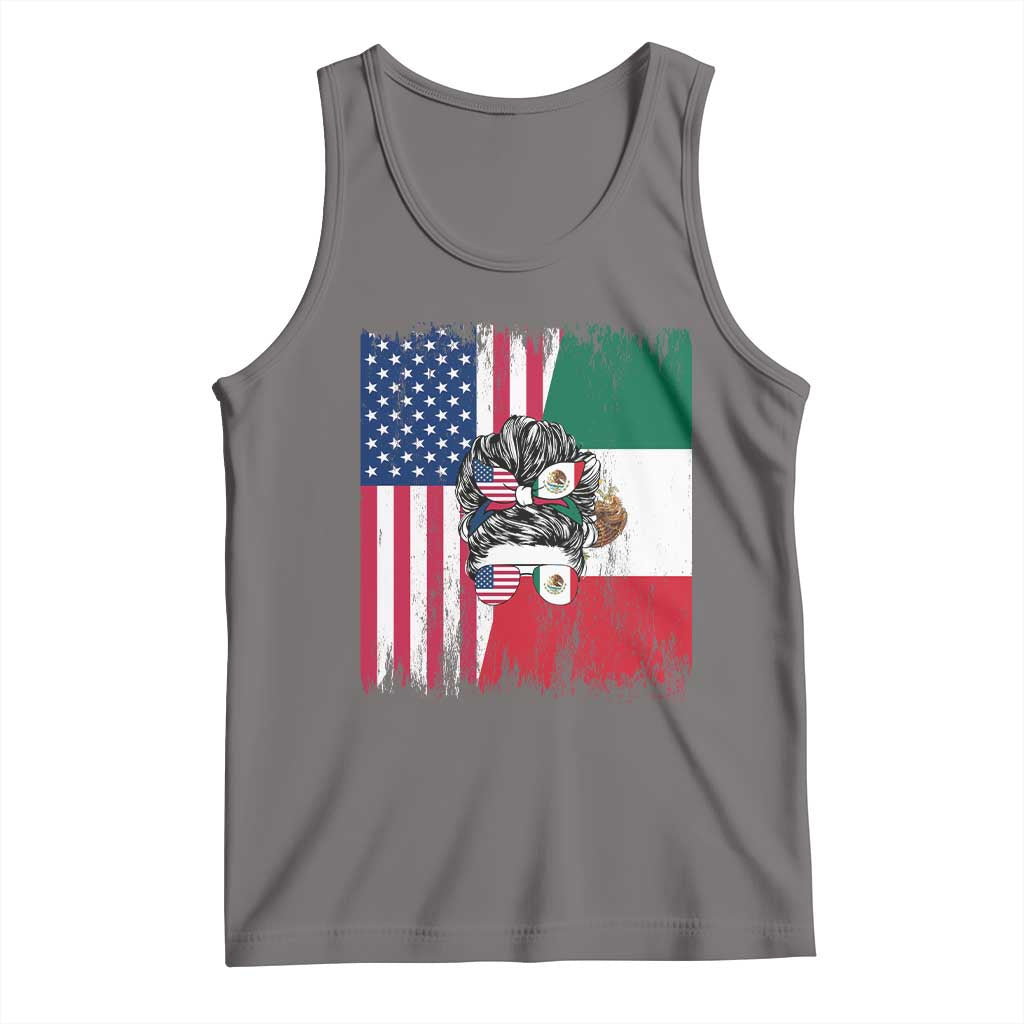 Mexican American Pride Tank Top Bicultural Heritage Girl Vintage Flag TS12 Deep Heather Print Your Wear